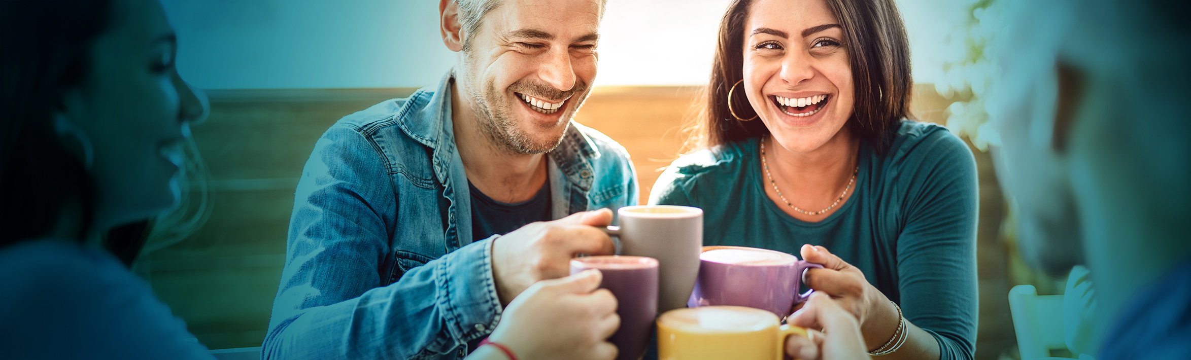 A group of adults drinking coffee